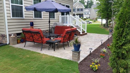 Paver patio with landing and grading — Richmond, VA — Land Designs LLC