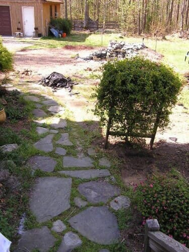 Before flagstone walkway removed — Richmond, VA — Land Designs LLC