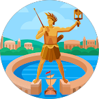 A man in a suit and white shirt is sitting on top of a hill.