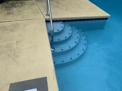 stairs of completed replastered inground pool