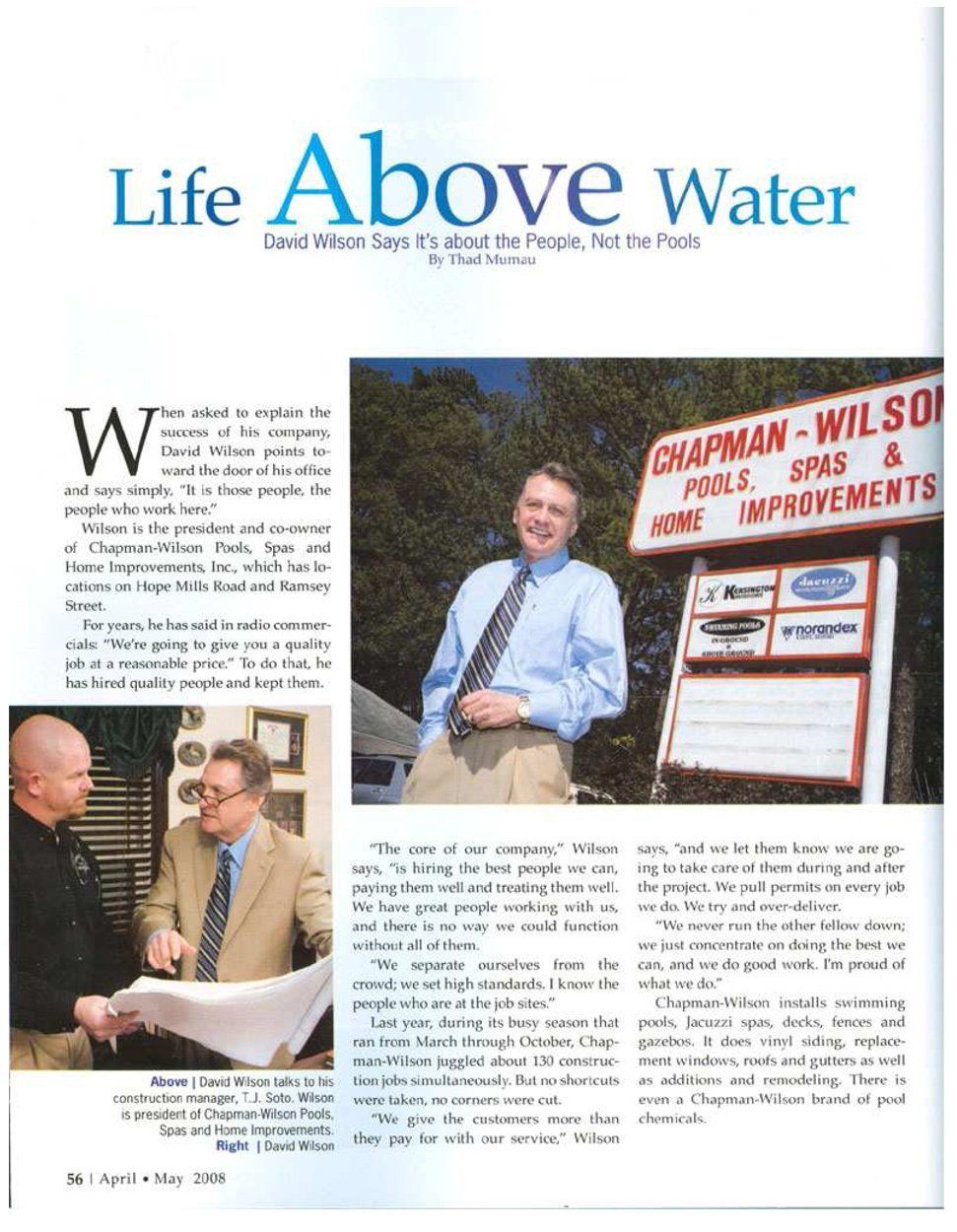 article on David Wilson in City View magazine