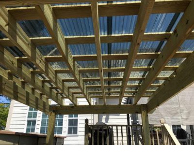 view of pergola with covering