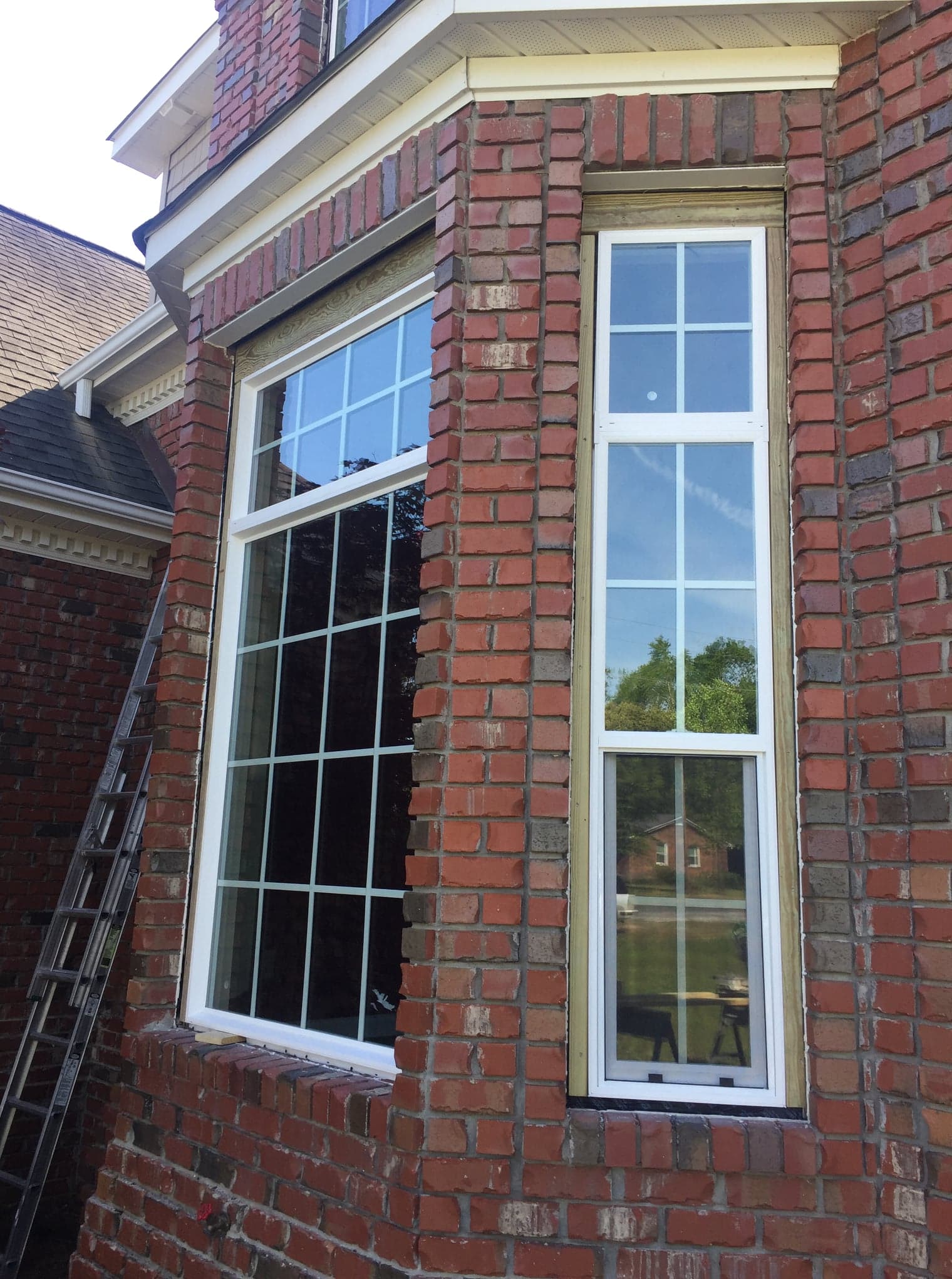 new bay window added to brick house