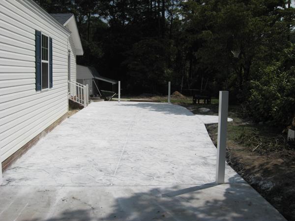 stone pattern patio under construction