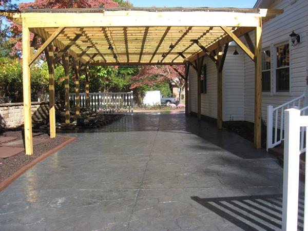 stone pattern pation with pergola