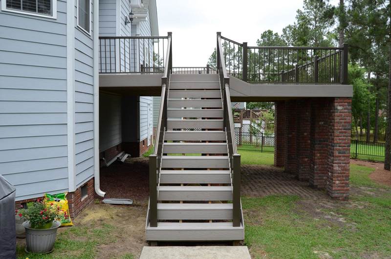 stairs of new gray deck