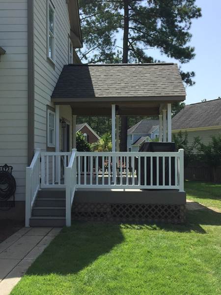 side of deck and covered porch