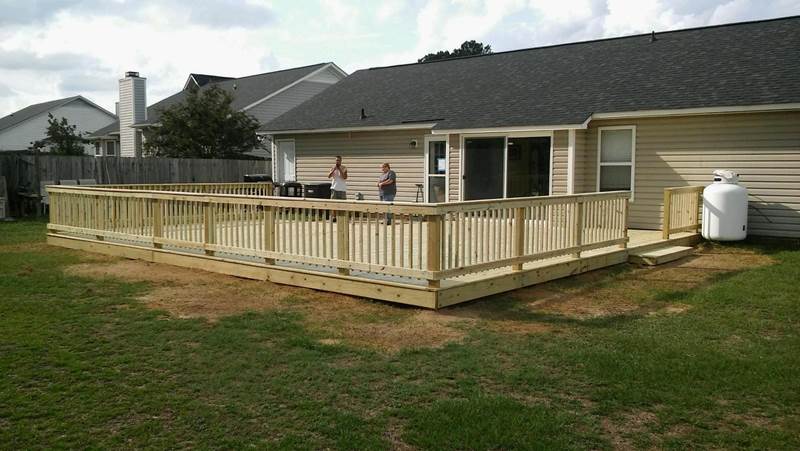 large newly constructed deck