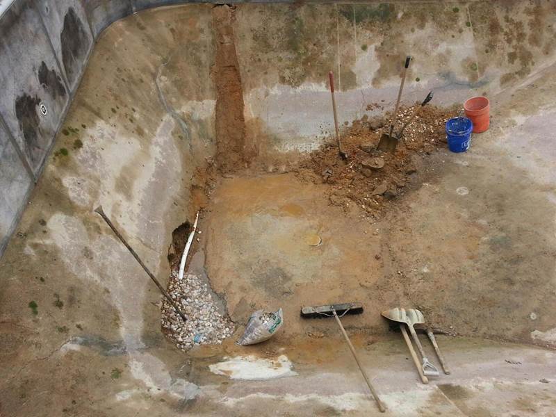 inground pool under repair