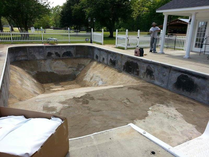 inground pool under repair