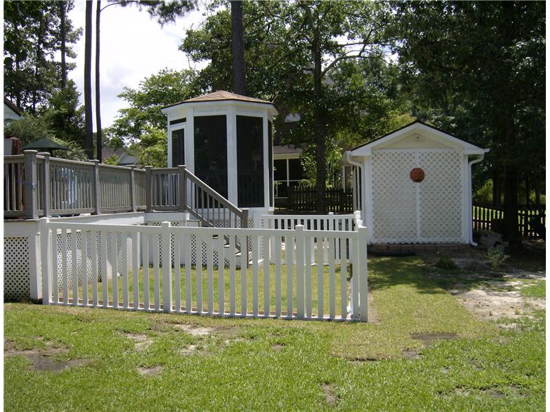 screened gazebo off pool decking