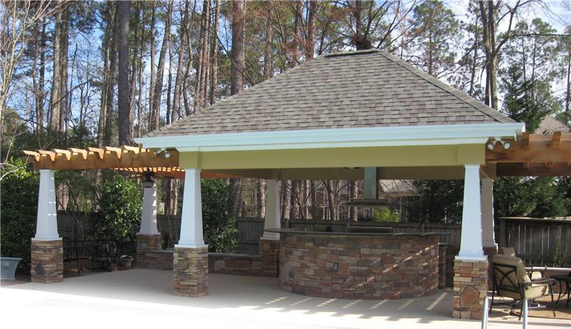 completed covered outdoor kitchen