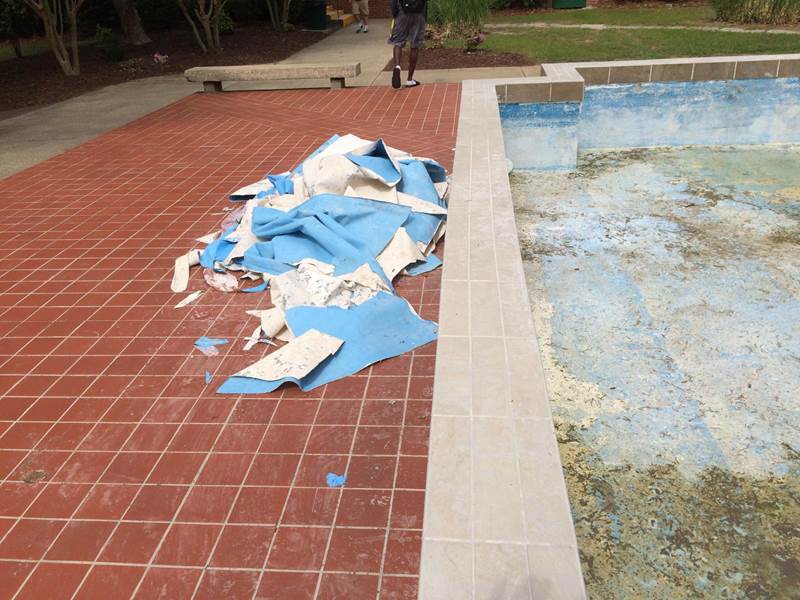 fountian under repair with liner removed