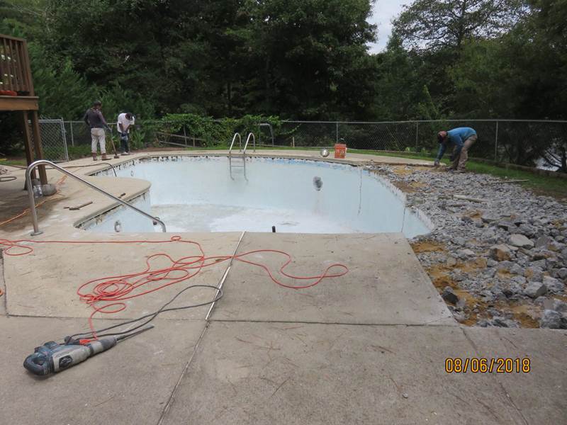inground pool in process of replastering