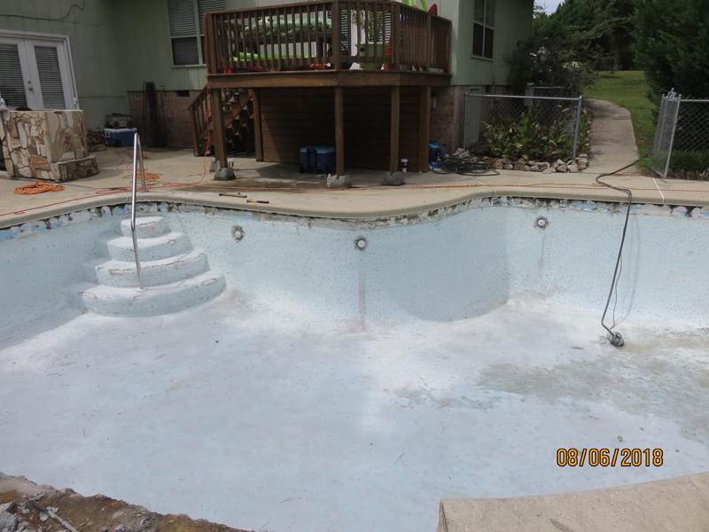 ingound pool in process of replastering