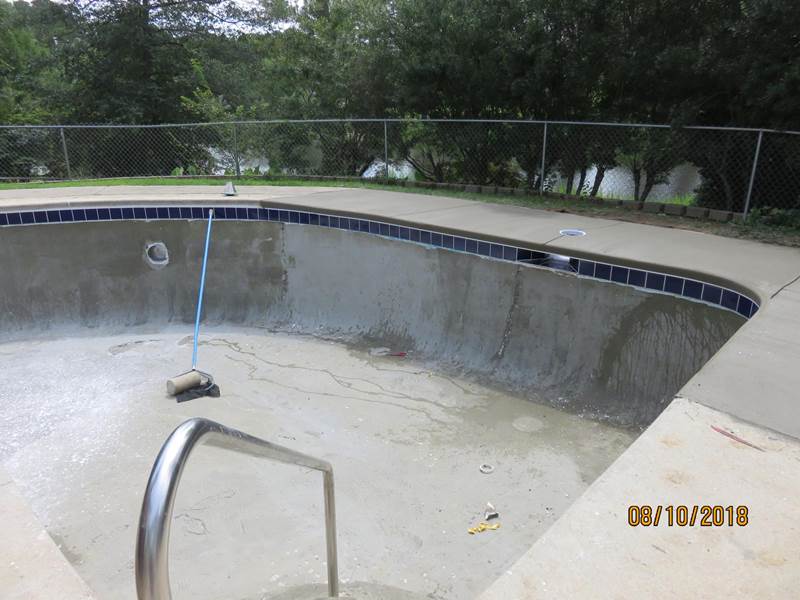 inground pool in process of replastering
