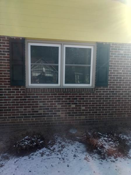 double window with black shutters