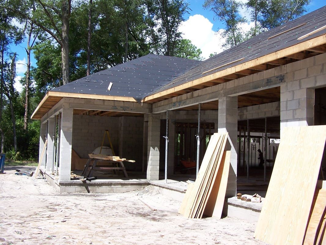 A house is being built in the middle of a forest