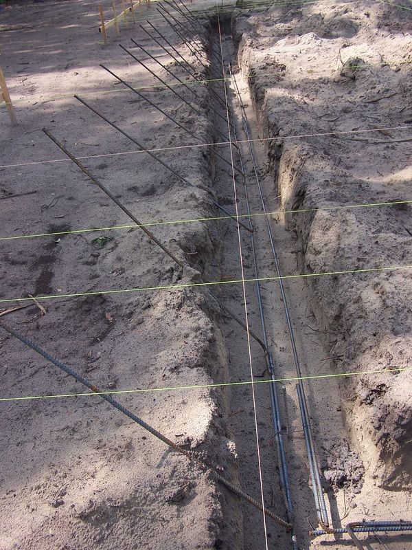 A fence is being built in the dirt with a few lines.