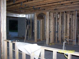 A picture of a house being built in 2007