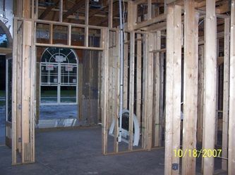 A picture of a house being built in 2007