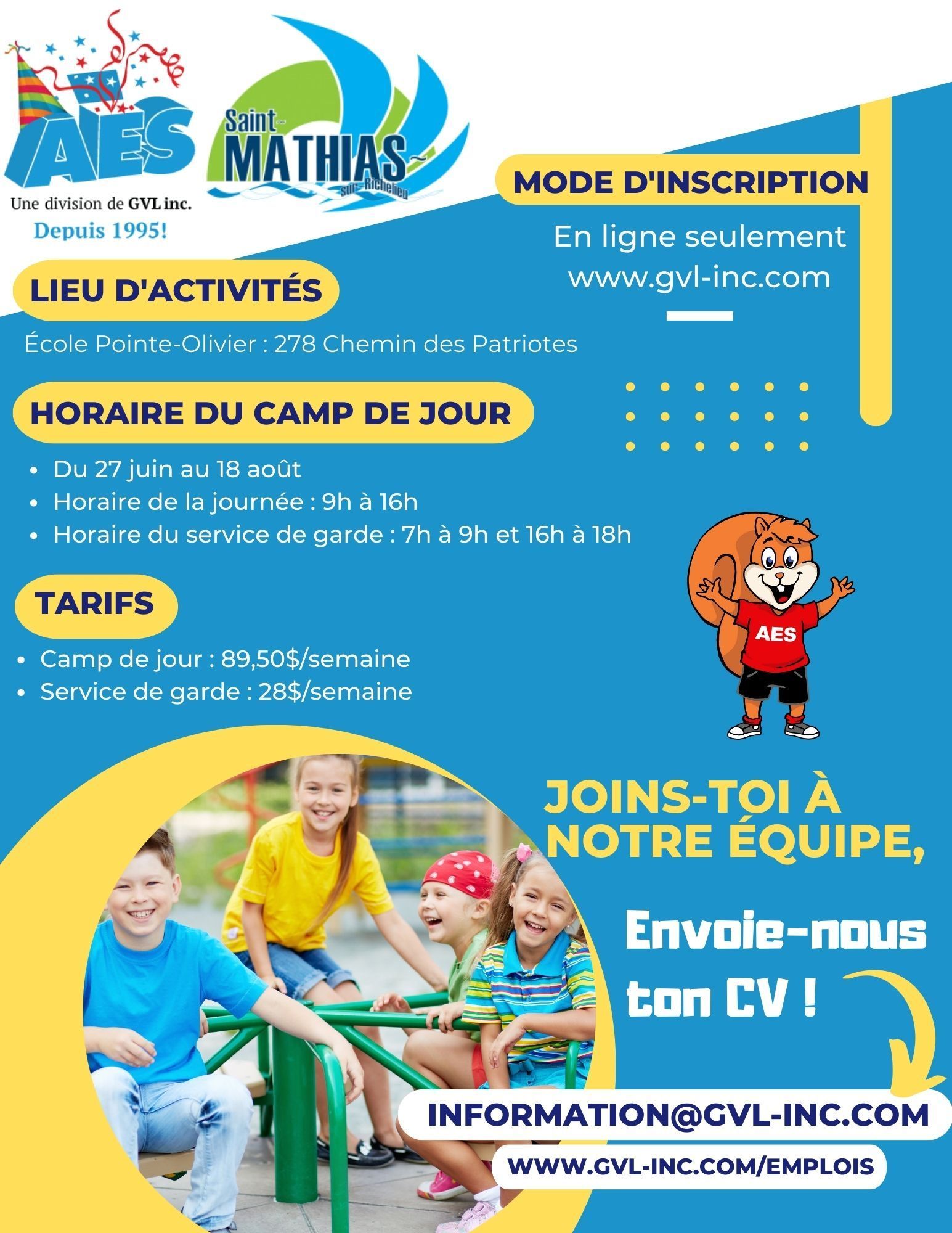 Inscription au camp de jour d'été