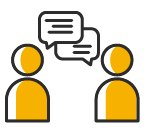 Duas pessoas estão conversando entre si com balões de fala.