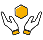 Um par de mãos segurando um hexágono amarelo.