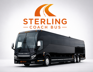 Black Sterling Coach Bus logo on a white background