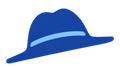 A blue hat with a blue band on a white background