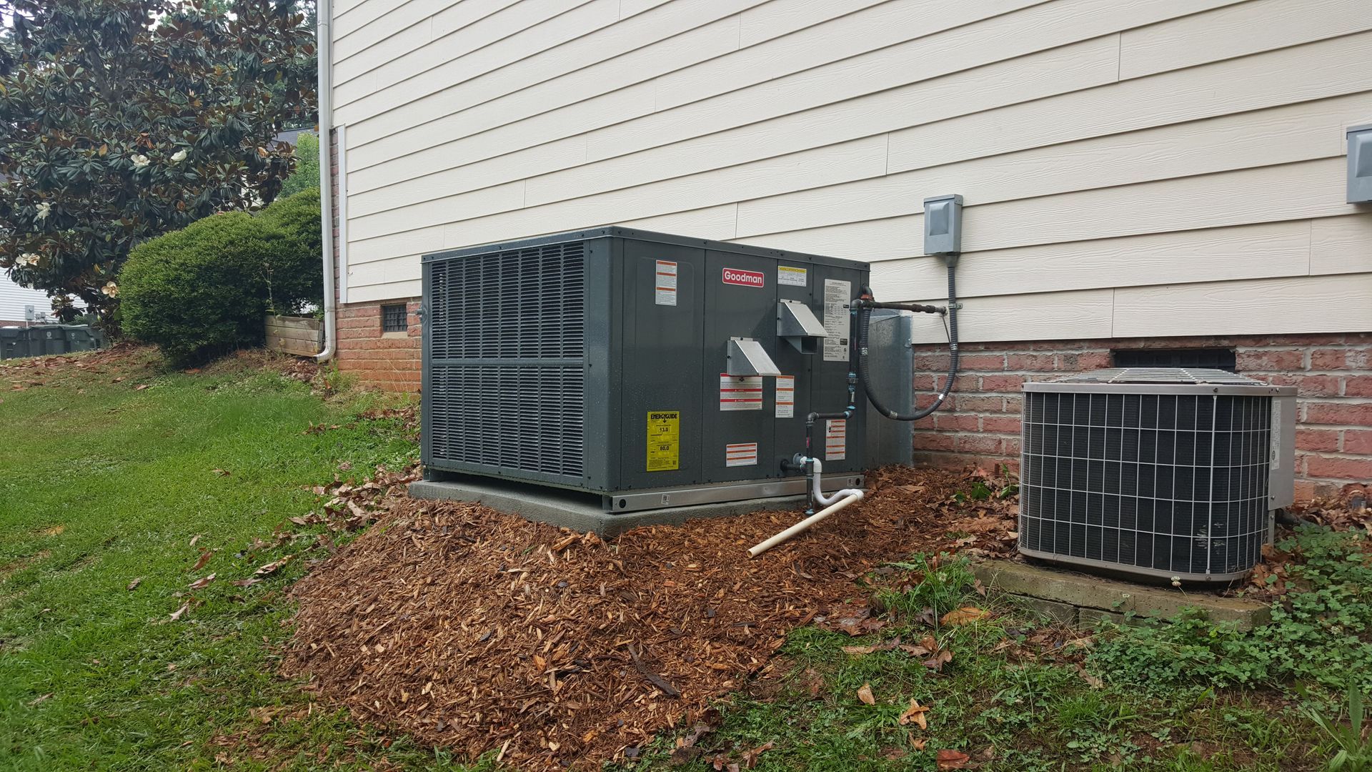 hvac company Wake County nc Two outdoor HVAC units in Wake County, NC