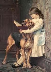 un quadro con una bambina che legge un libro