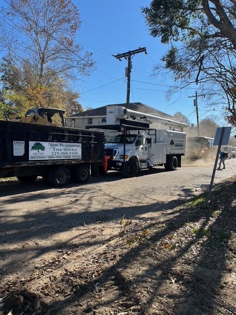 Trucks Parked on the Side of the Road