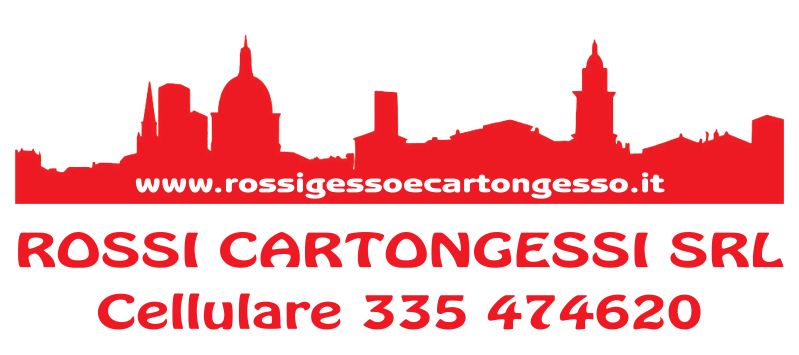 Logo rosso con lo skyline della città, 