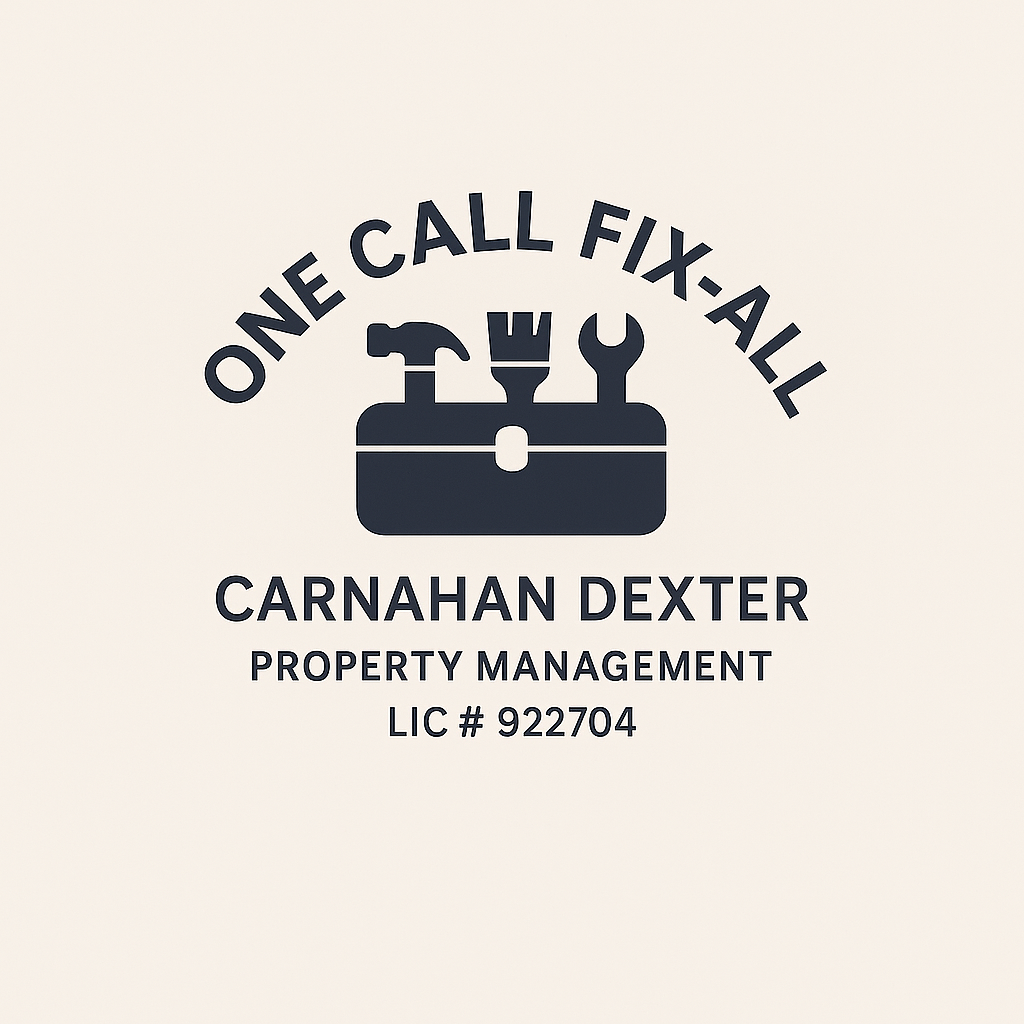 A logo for a company called one call fix all