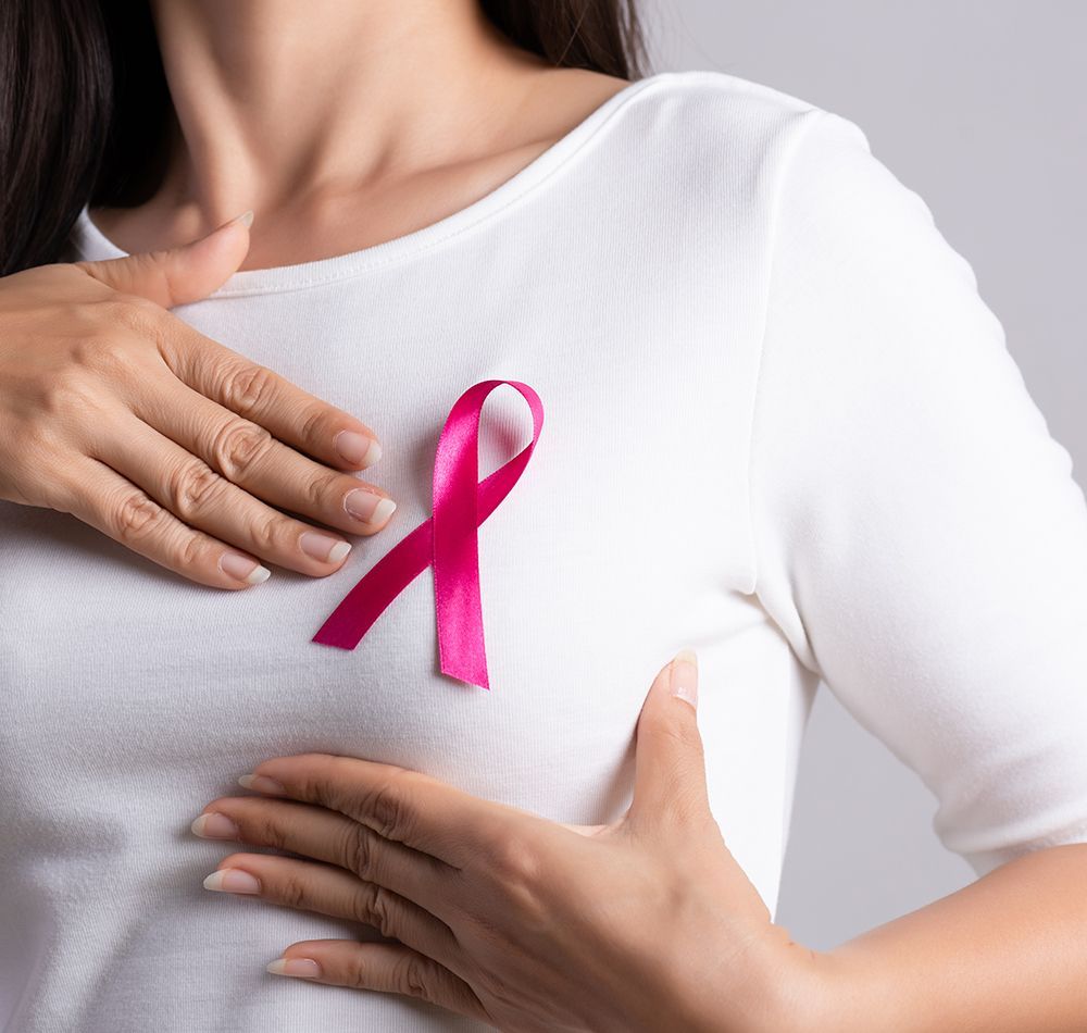 Woman With Breast Cancer Awareness Ribbon