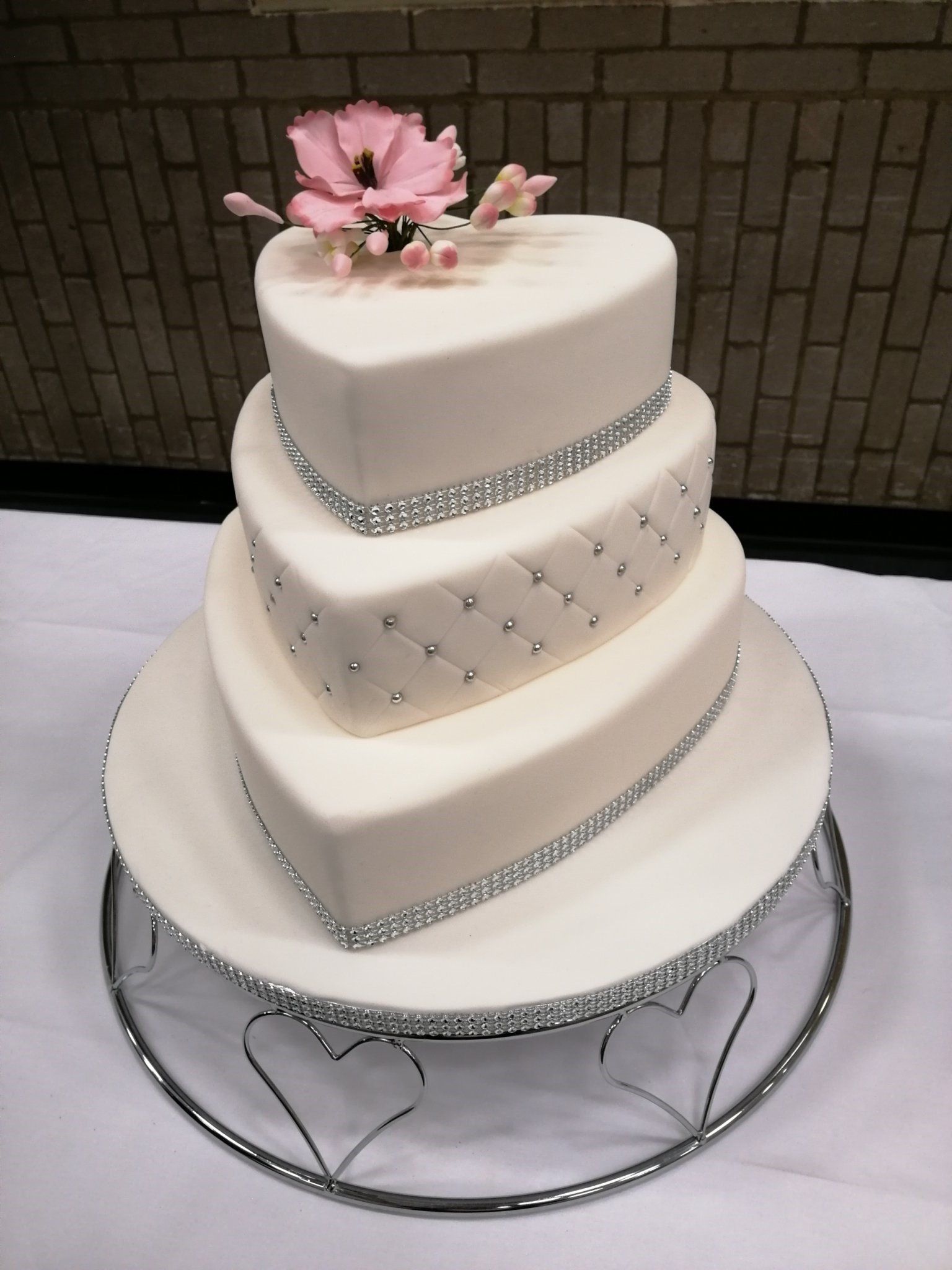 Willow Cakes Ashford 3-tier white heart wedding cake