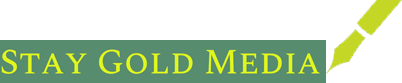 A green and yellow logo for stay gold media