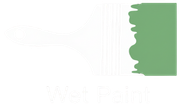 Green and white logo with a wavy edge; 