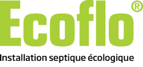 Un logo vert et blanc pour ecoflo sur fond blanc