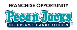 The logo for pecan jacks ice cream and candy kitchen