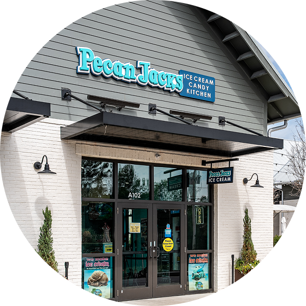 The front of a pecan jacks ice cream shop