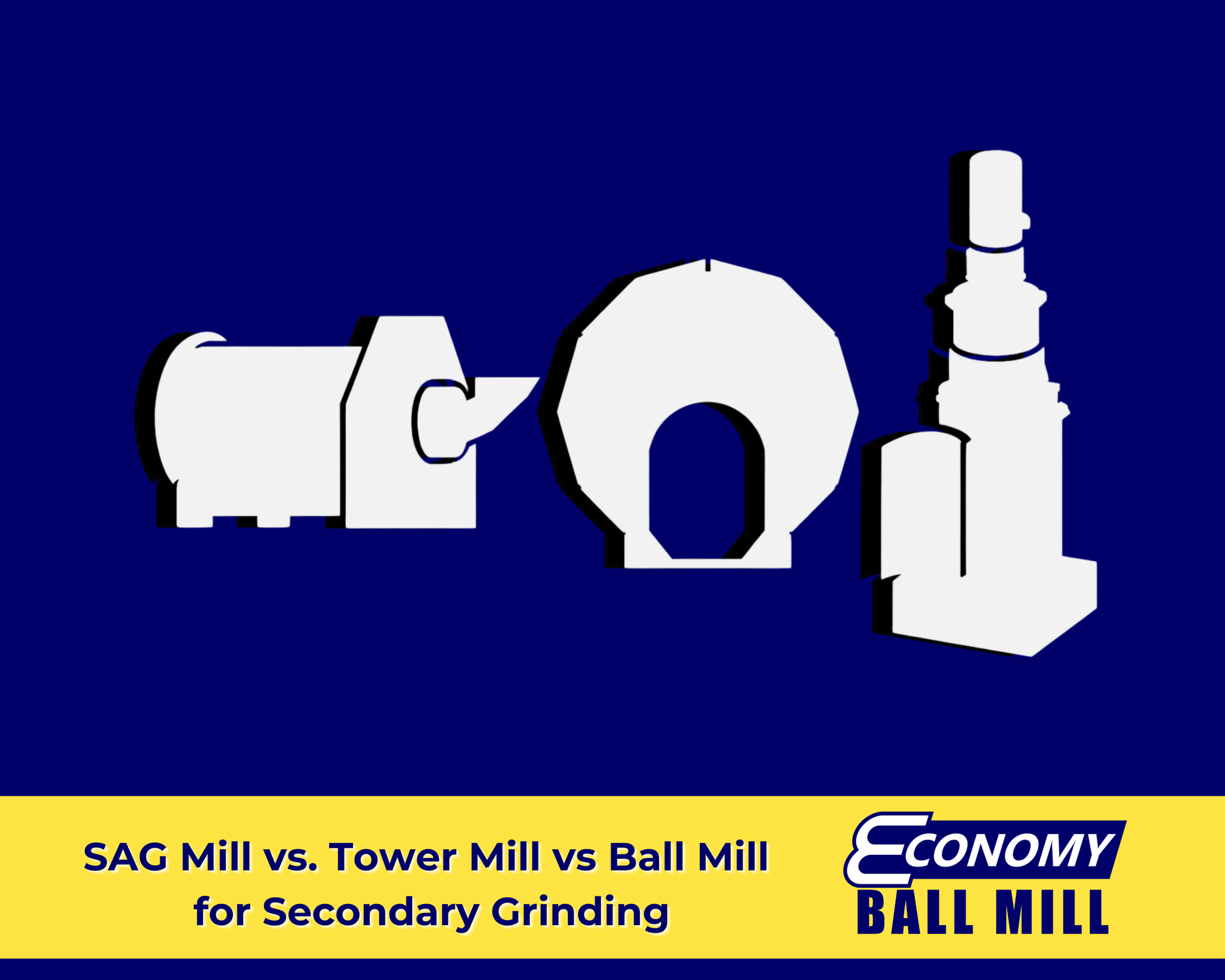 A ball mill, SAG mill, and tower mill compared for mineral grinding at Economy Ball Mill near Tollesboro, Kentucky (KY).