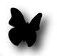 Silhouet van een zwarte vlinder met een schaduw.