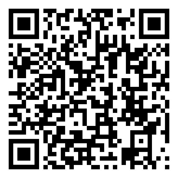Ein schwarz-weißer QR-Code auf weißem Hintergrund.
