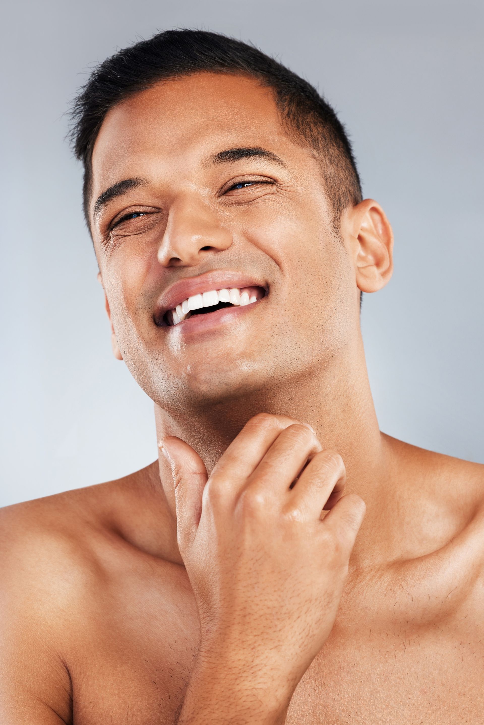 A man showing his face