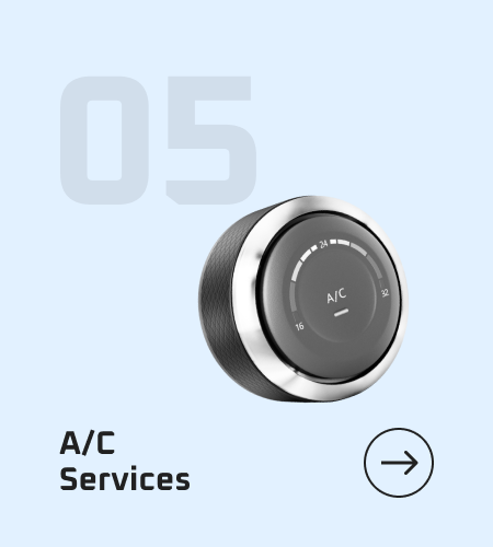 A/C Services with a dial control on a blue background. | European Plus