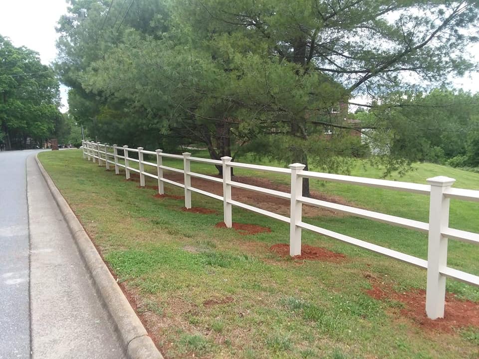 Almond Colored Diamond Ranch Rail — Hickory, NC — Fister Fence of Hickory LLC