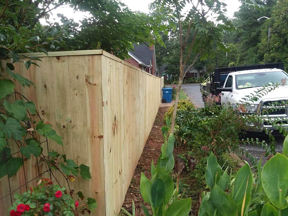 Privacy Fence with Plants — Hickory, NC — Fister Fence of Hickory LLC