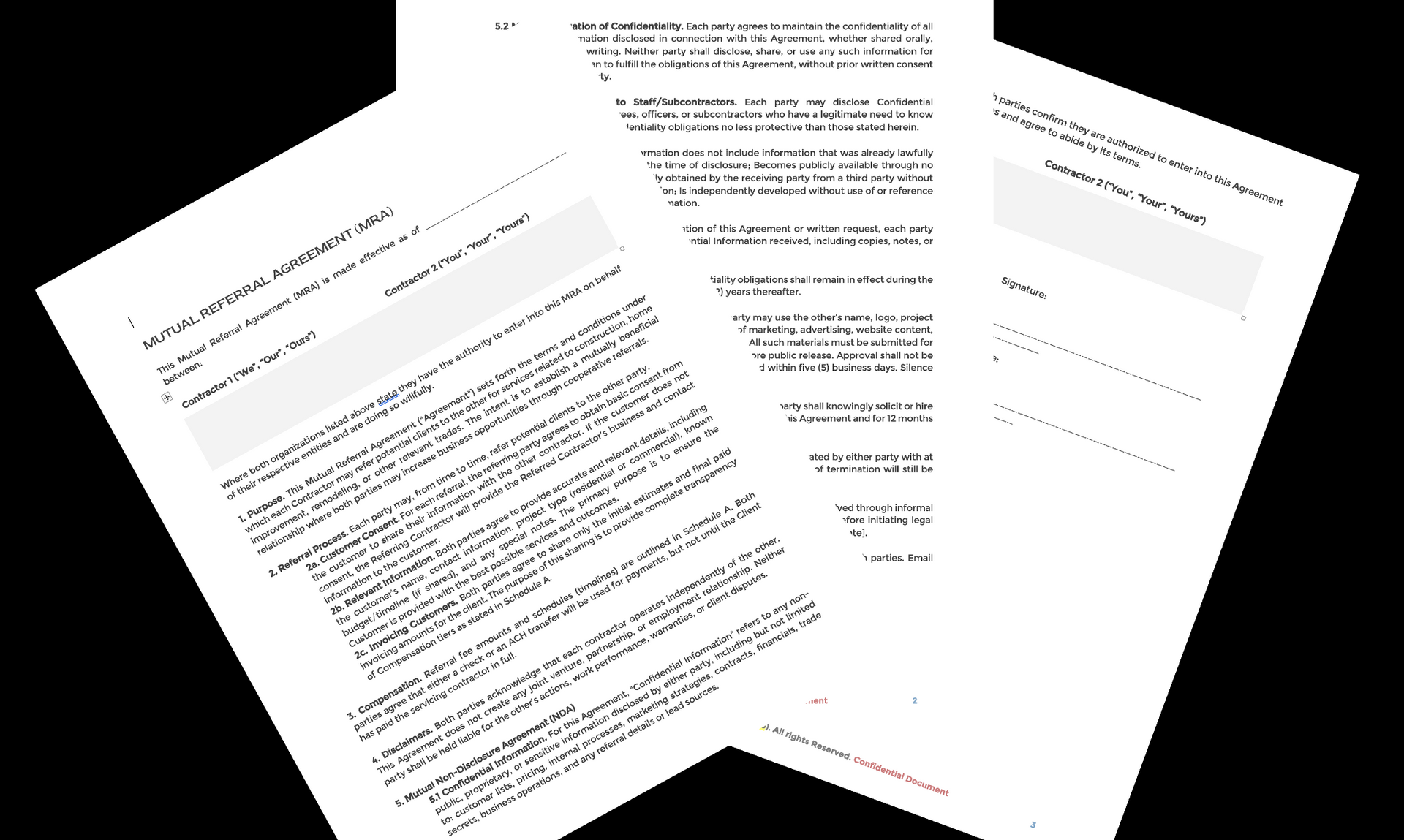 Three white sheets of paper overlapping against a black background. Text is visible on the sheets.